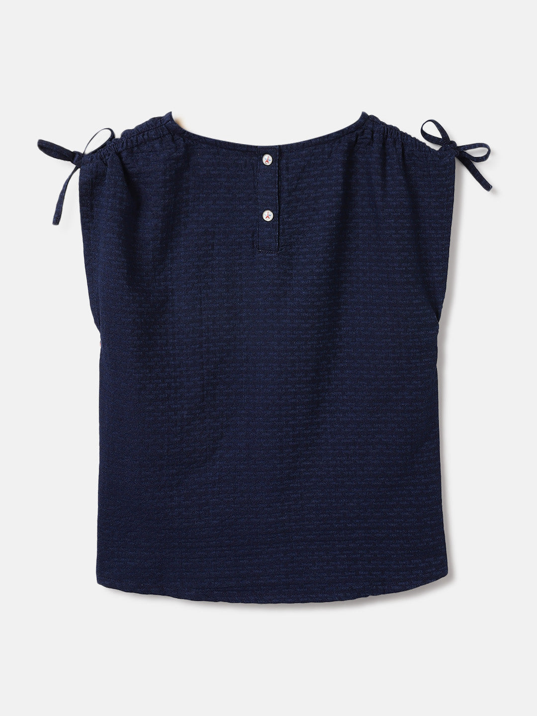 Elle Kids Blue Solid Round Neck Top
