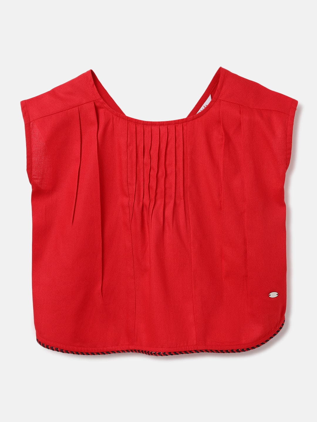 Elle Kids Red Solid Round Neck Top