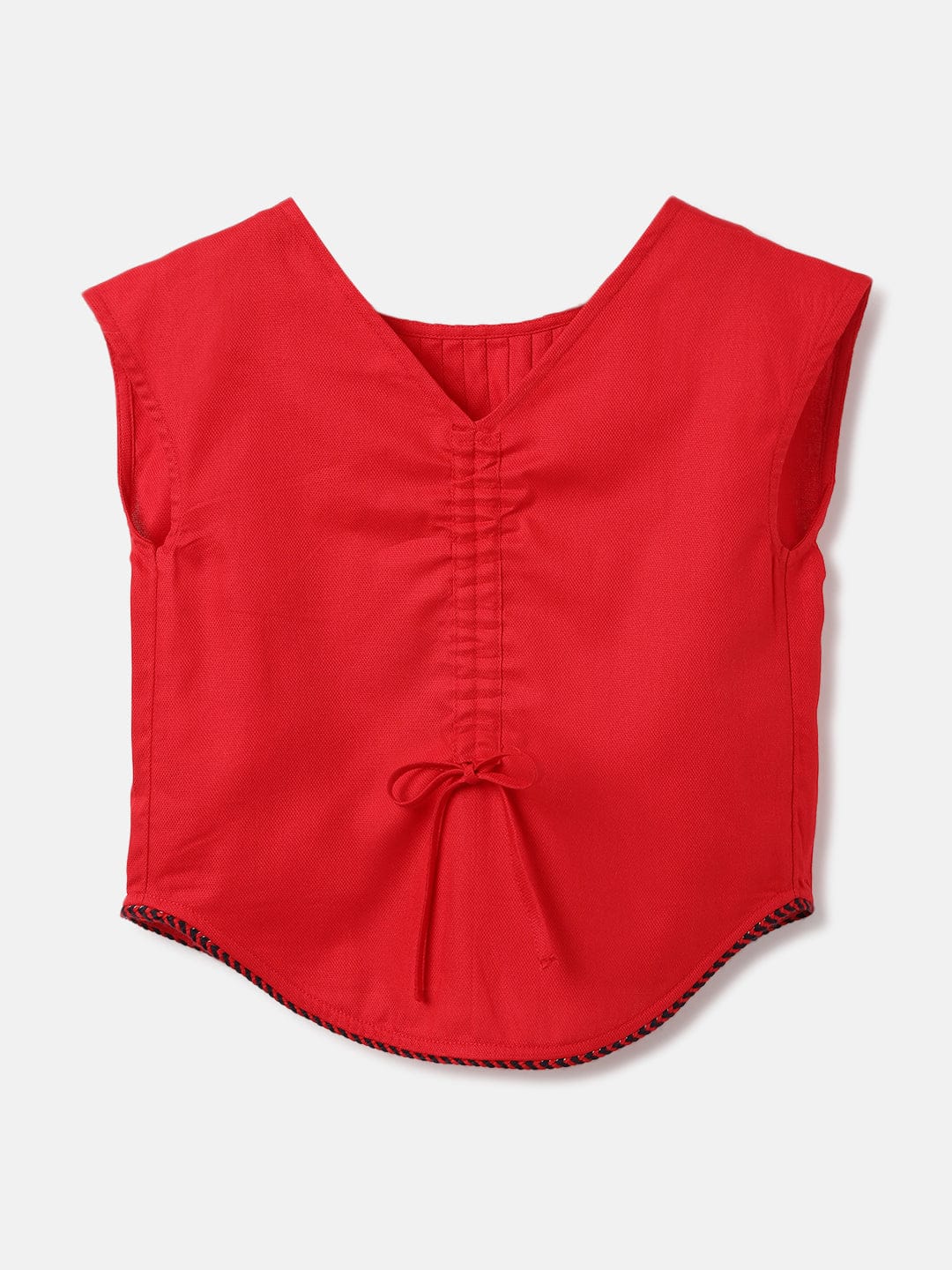 Elle Kids Red Solid Round Neck Top