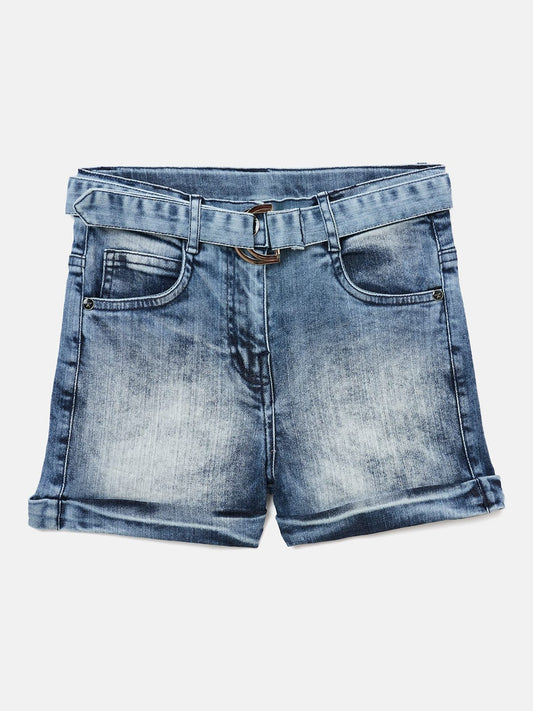 Elle Kids Blue Relaxed Fit Solid Shorts