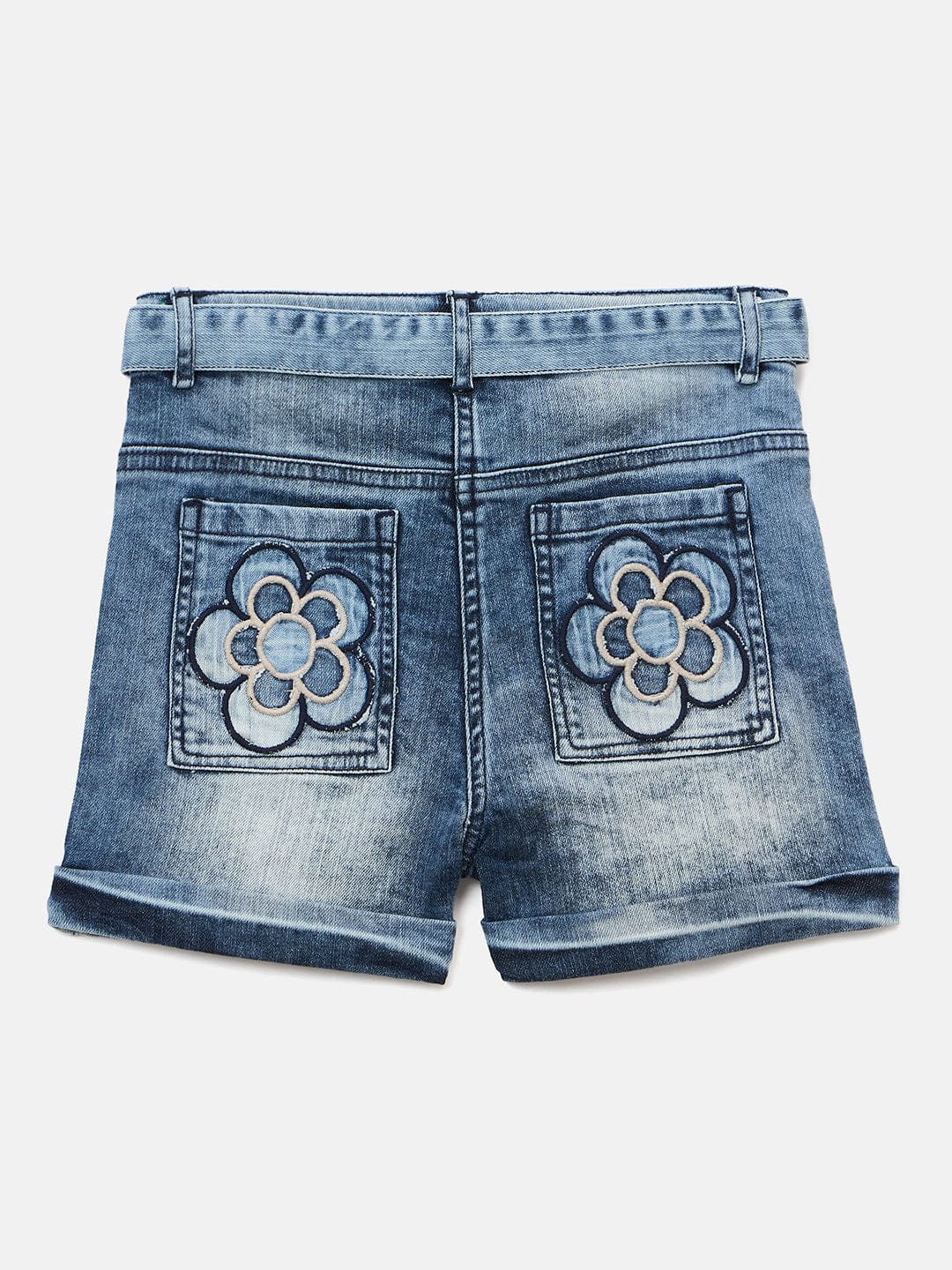 Elle Kids Blue Relaxed Fit Solid Shorts