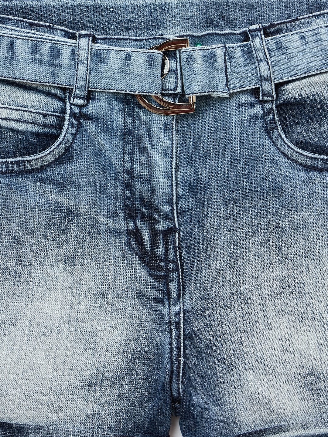 Elle Kids Blue Relaxed Fit Solid Shorts