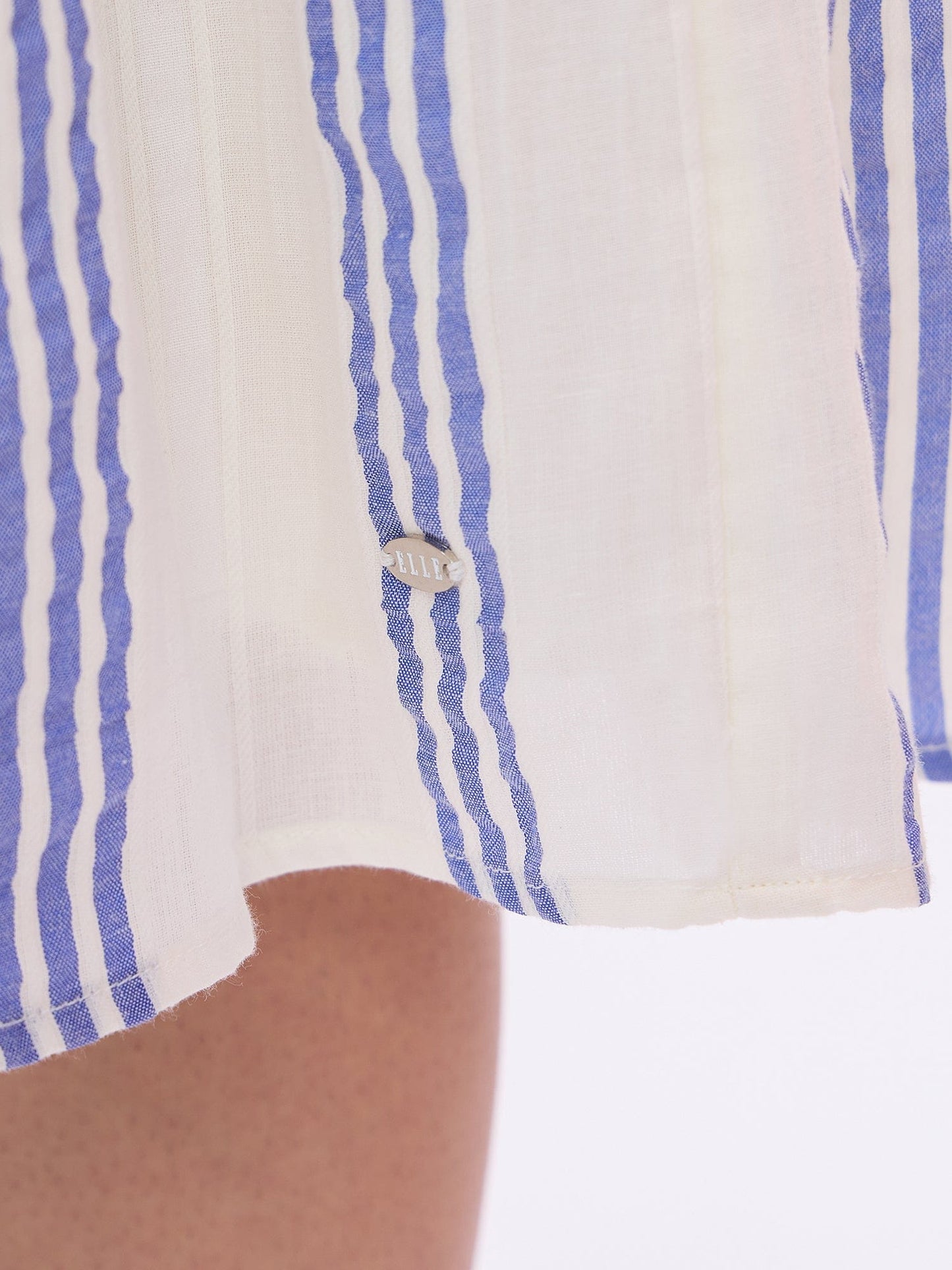 Elle Women White Striped V Neck Dress