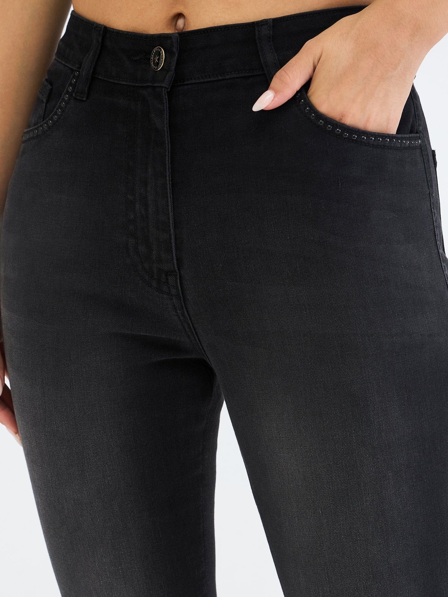 Elle Women Black Bootcut Solid Jeans