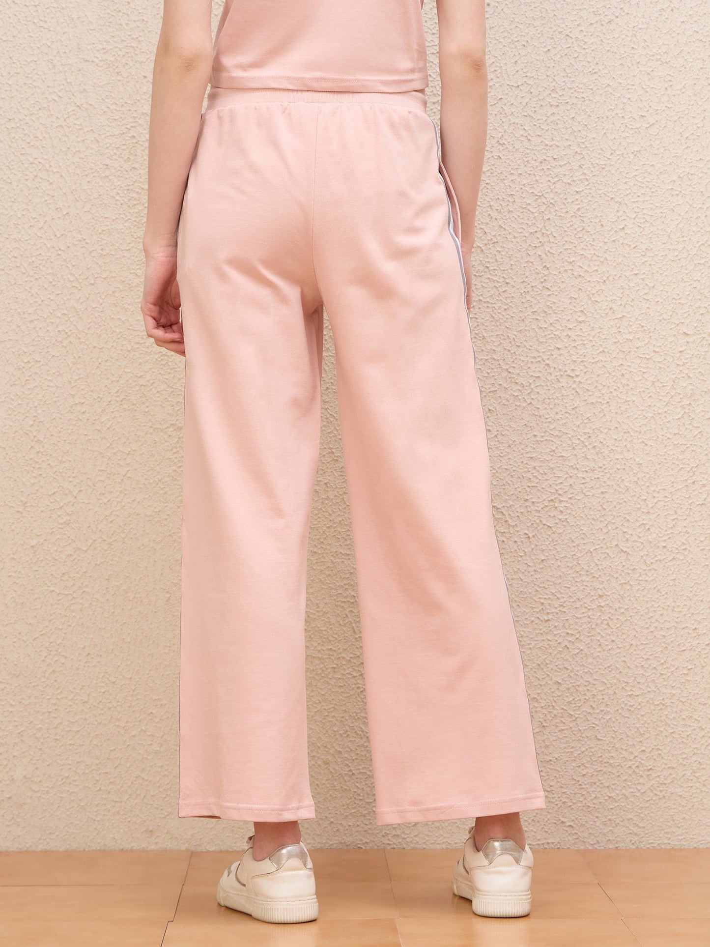 Iconic Women Pink Straight Fit Solid Trouser
