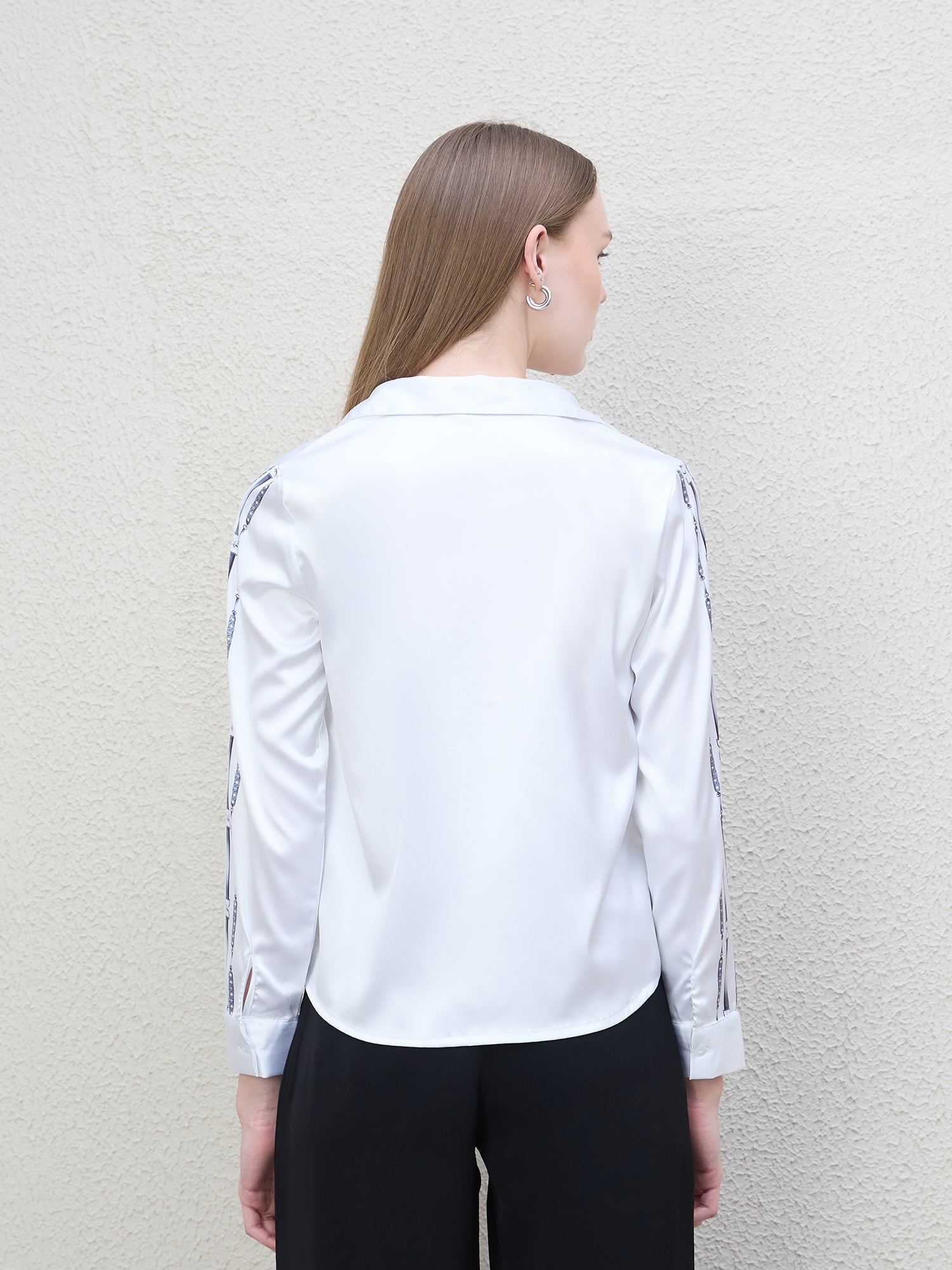 Iconic Women White Printed Collar Shirt