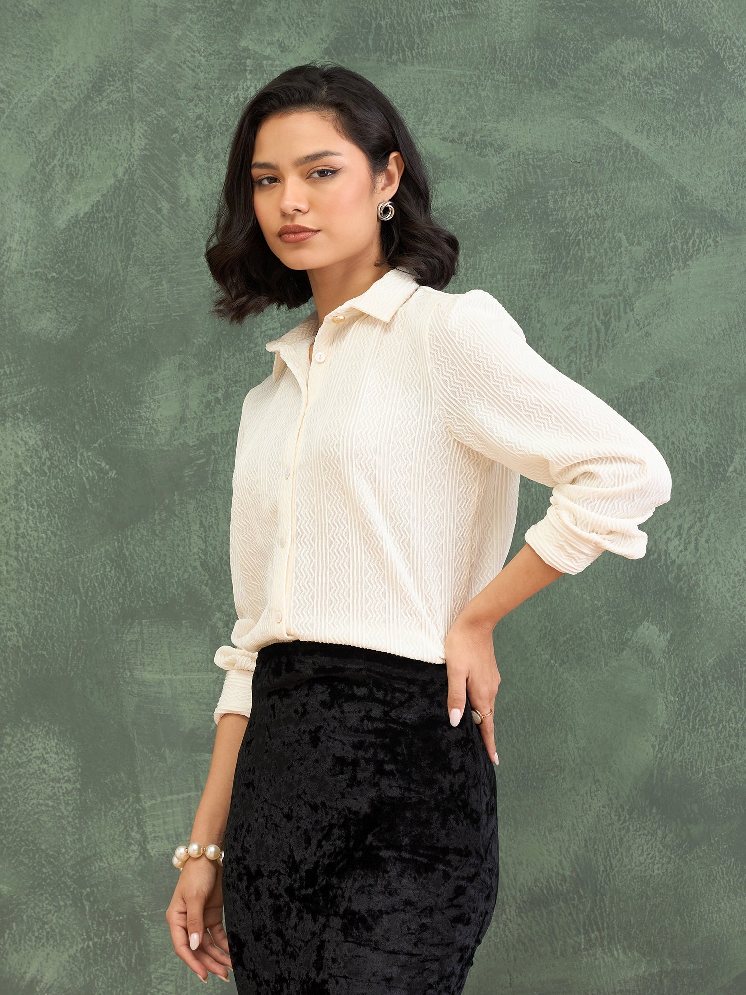 Iconic Women White Structured Collar Shirt