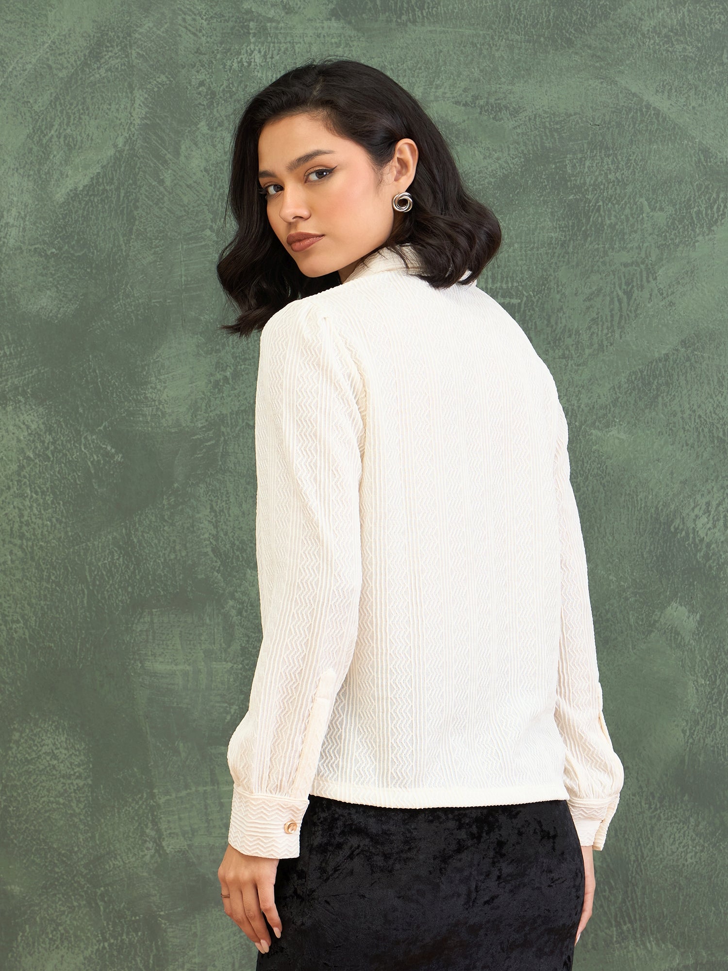 Iconic Women White Structured Collar Shirt