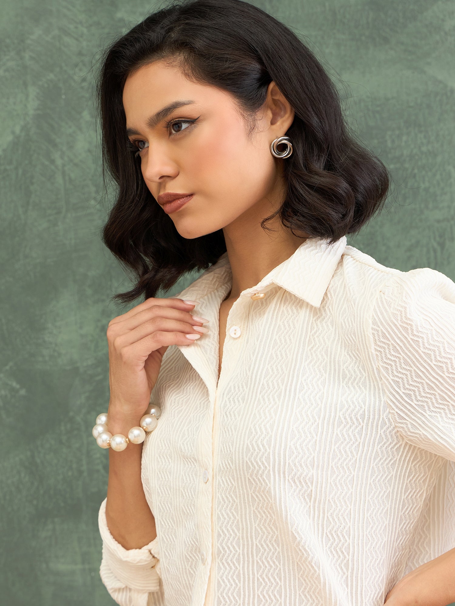 Iconic Women White Structured Collar Shirt