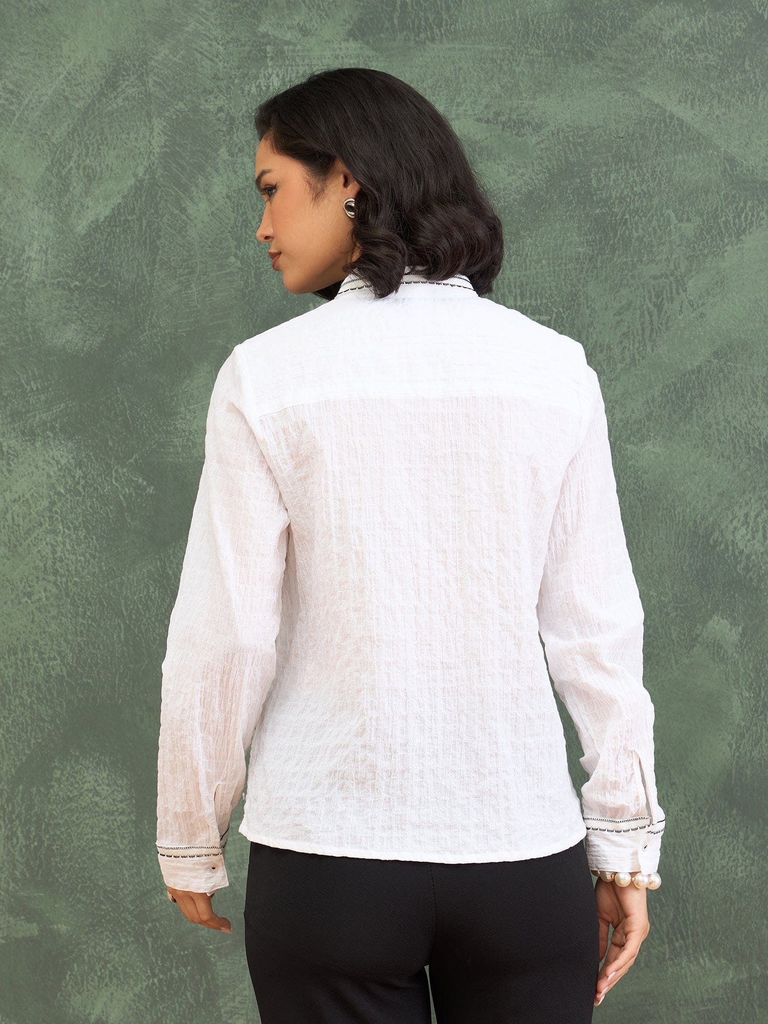 Iconic Women White Structured Collar Shirt