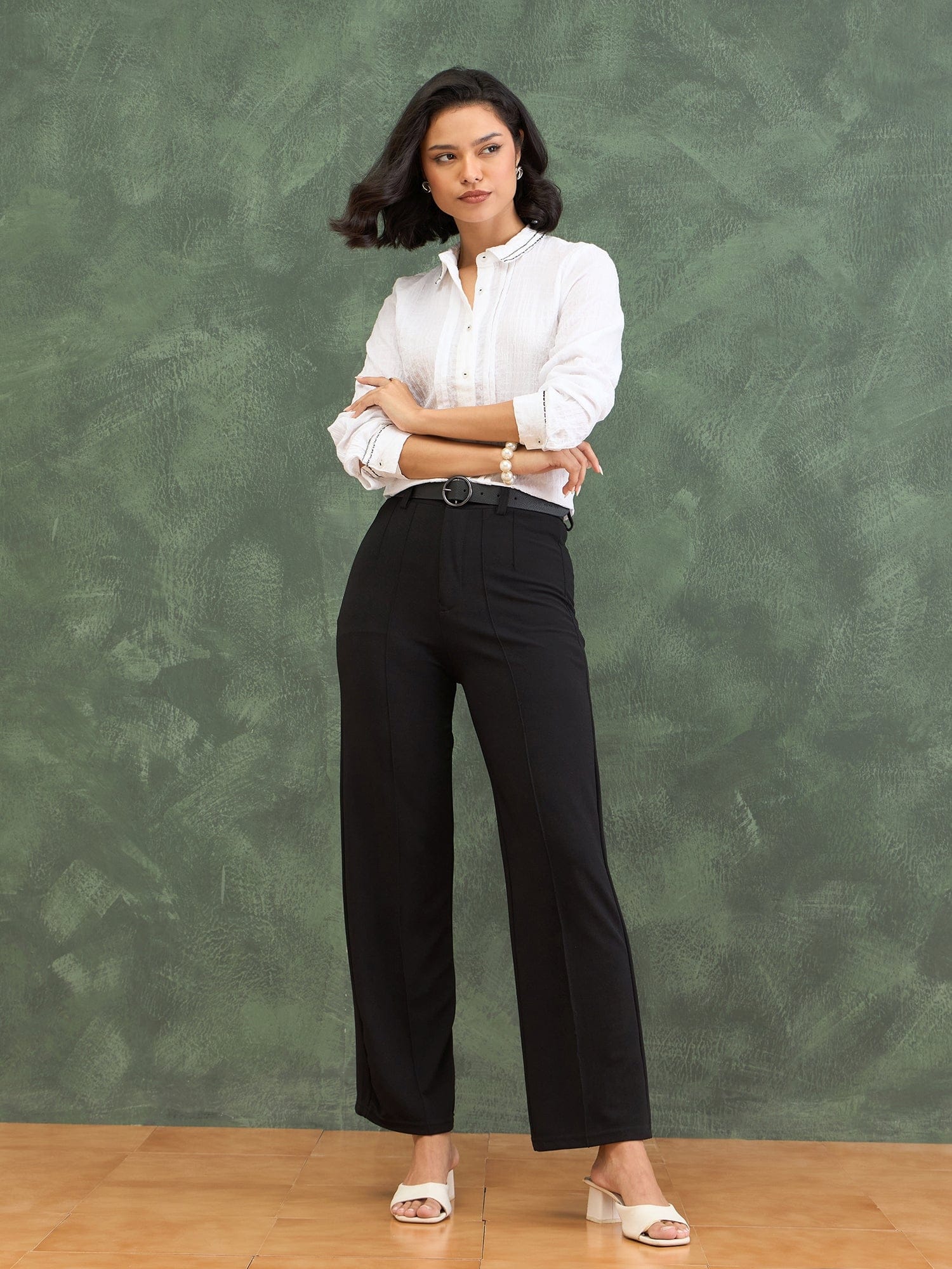 Iconic Women White Structured Collar Shirt