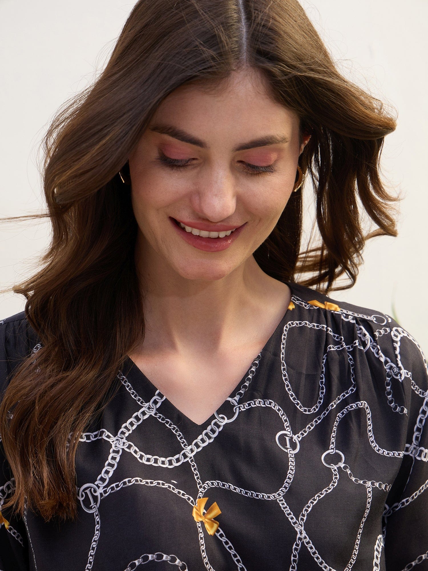 Iconic Women Black Color Block Collar Shirt