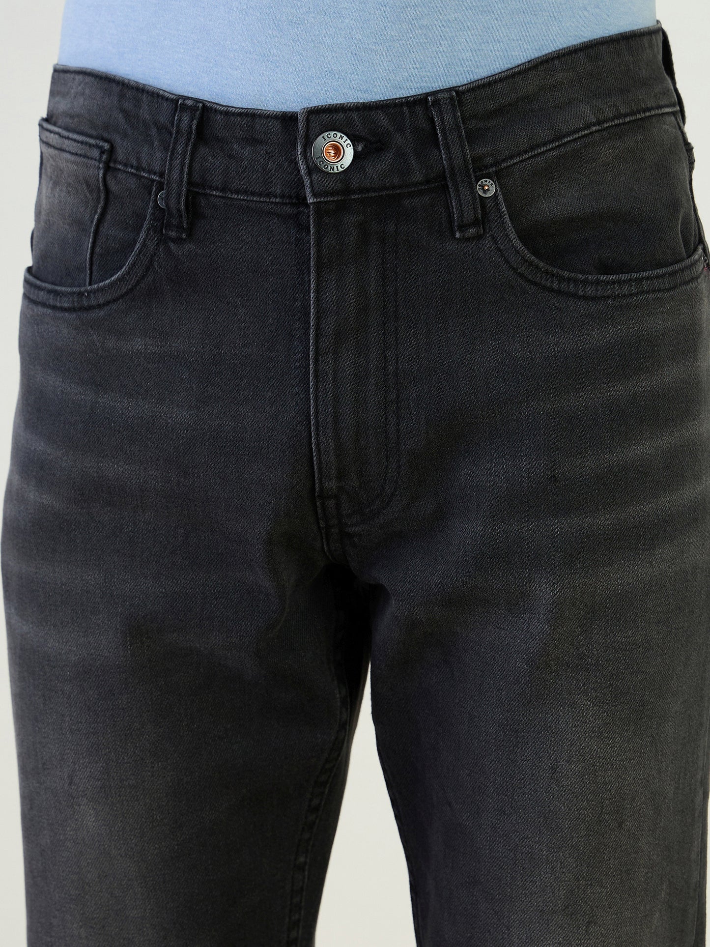 Iconic Men Grey Slim Fit Solid Jeans