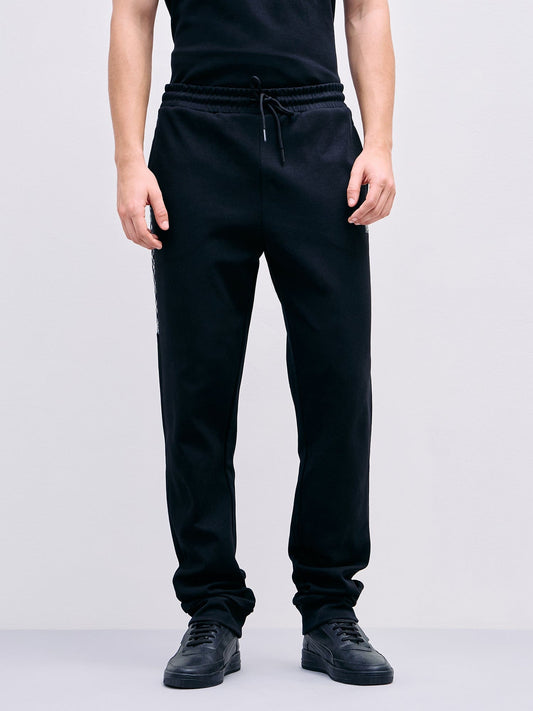 Iconic Men Black Regular Fit Solid Jogger
