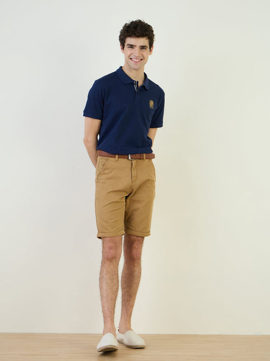 Iconic Men Blue Textured Polo Tshirt