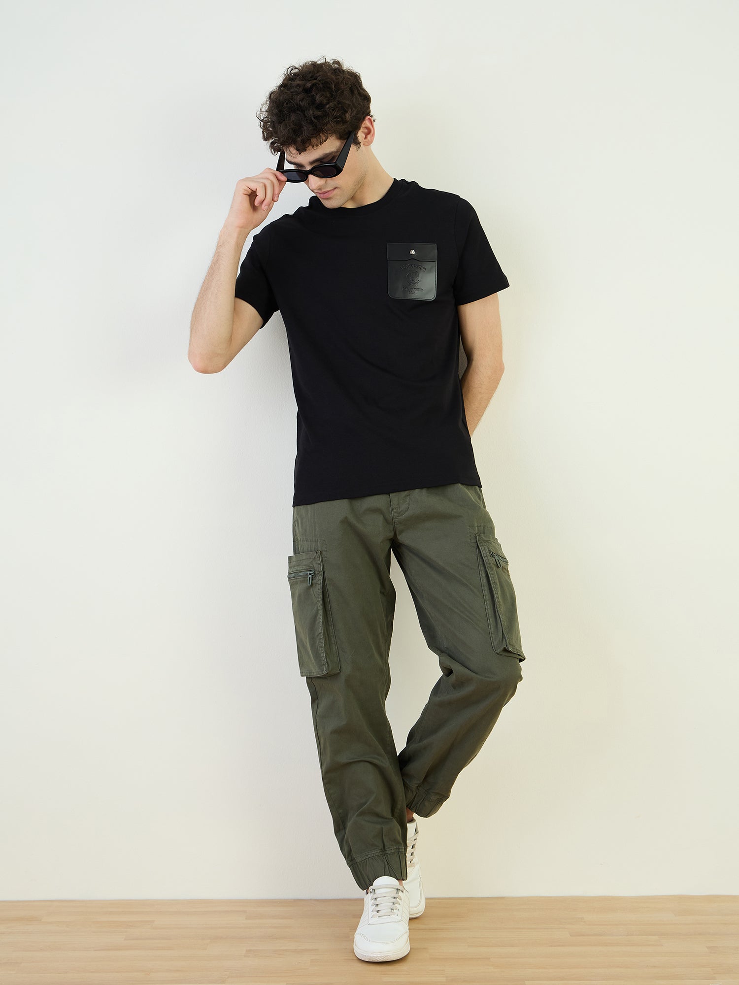 Iconic Men Black Round Neck TShirt