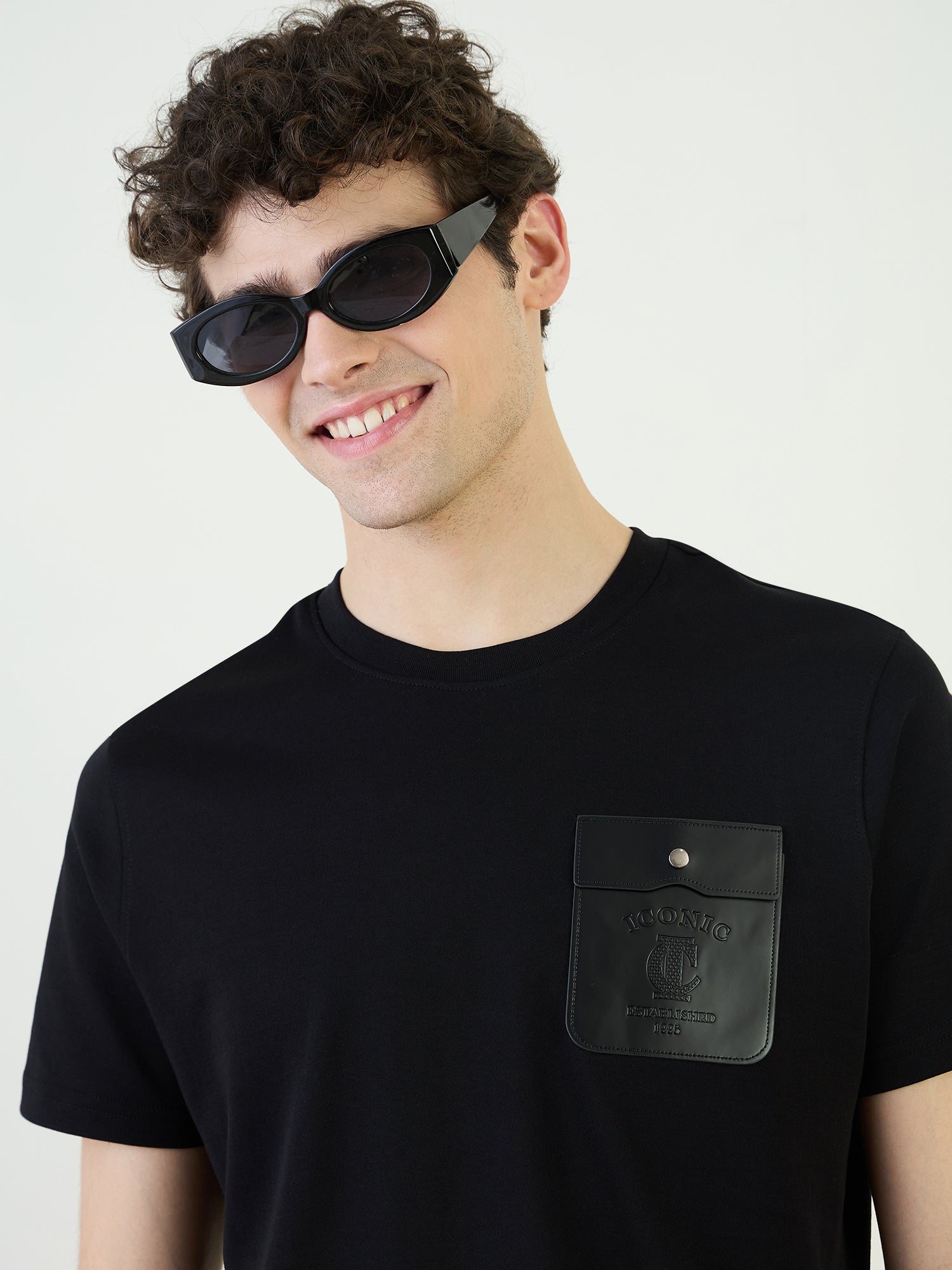 Iconic Men Black Round Neck TShirt