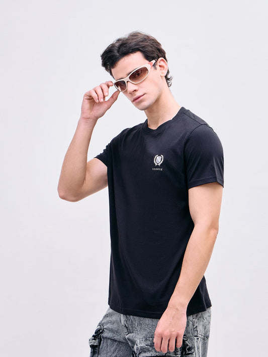 Iconic Men Black Crew Neck Tshirt