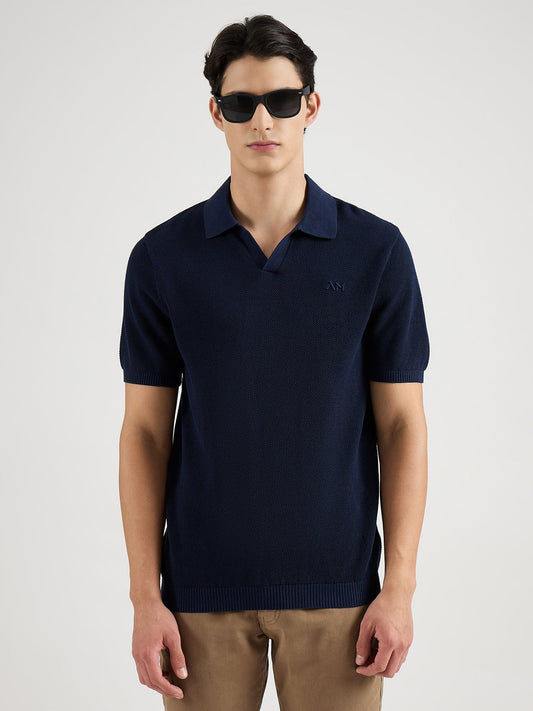 Antony Morato Men Blue Solid Polo Tshirt