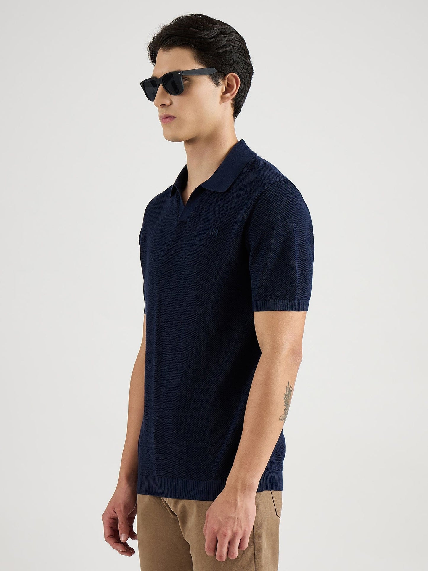 Antony Morato Men Blue Solid Polo Tshirt