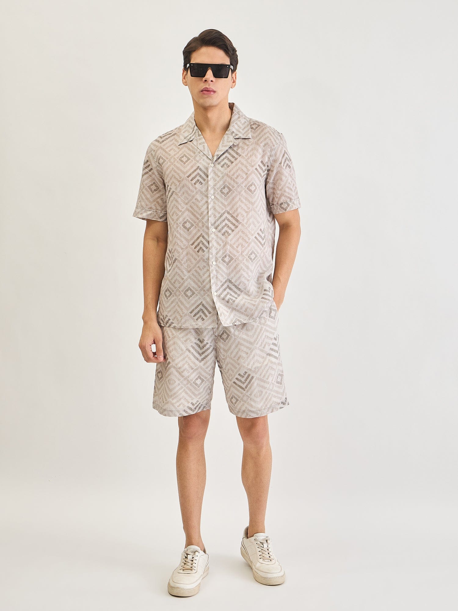 Antony Morato Men Beige Printed Collar Shirt