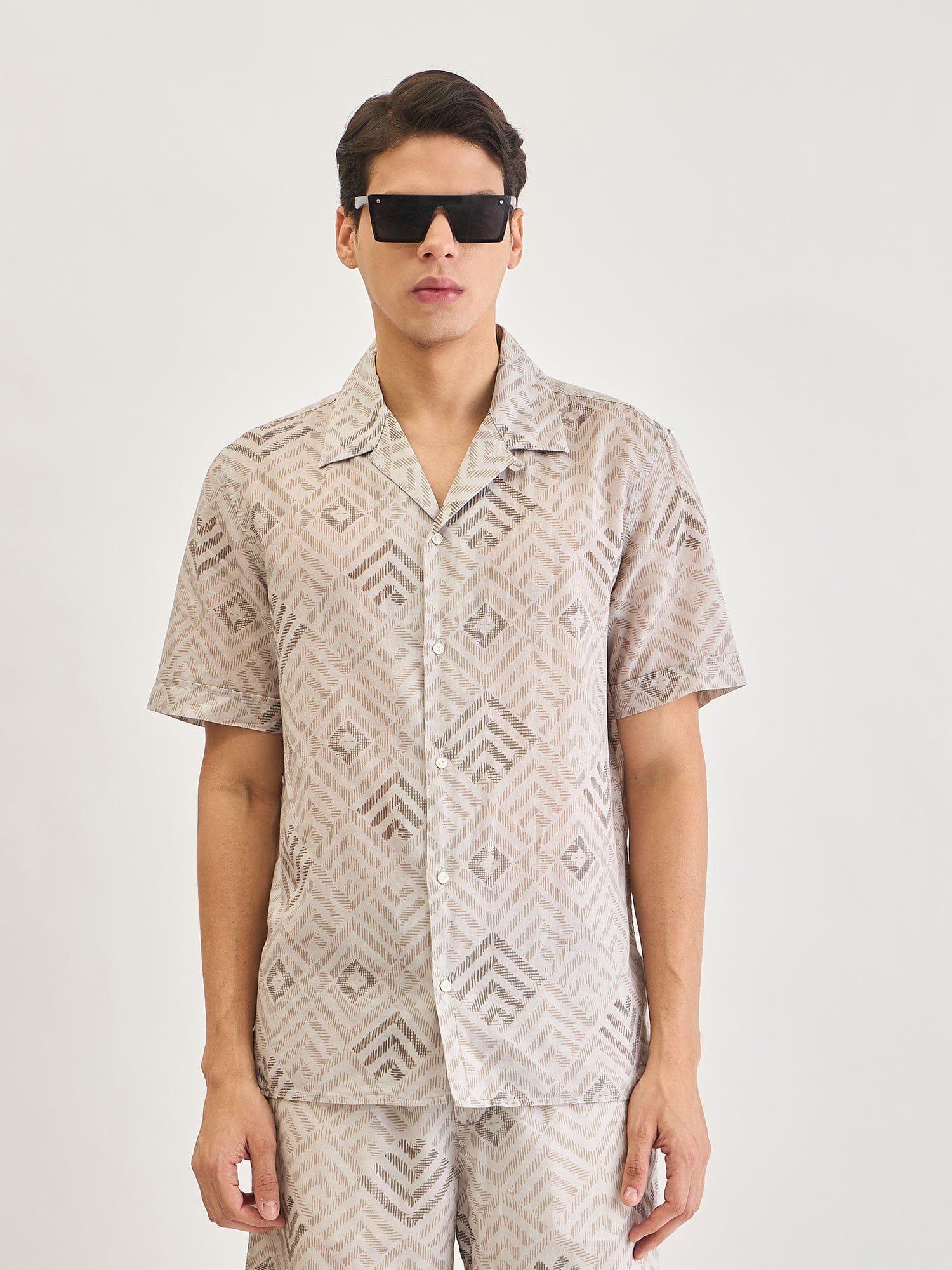 Antony Morato Men Beige Printed Collar Shirt