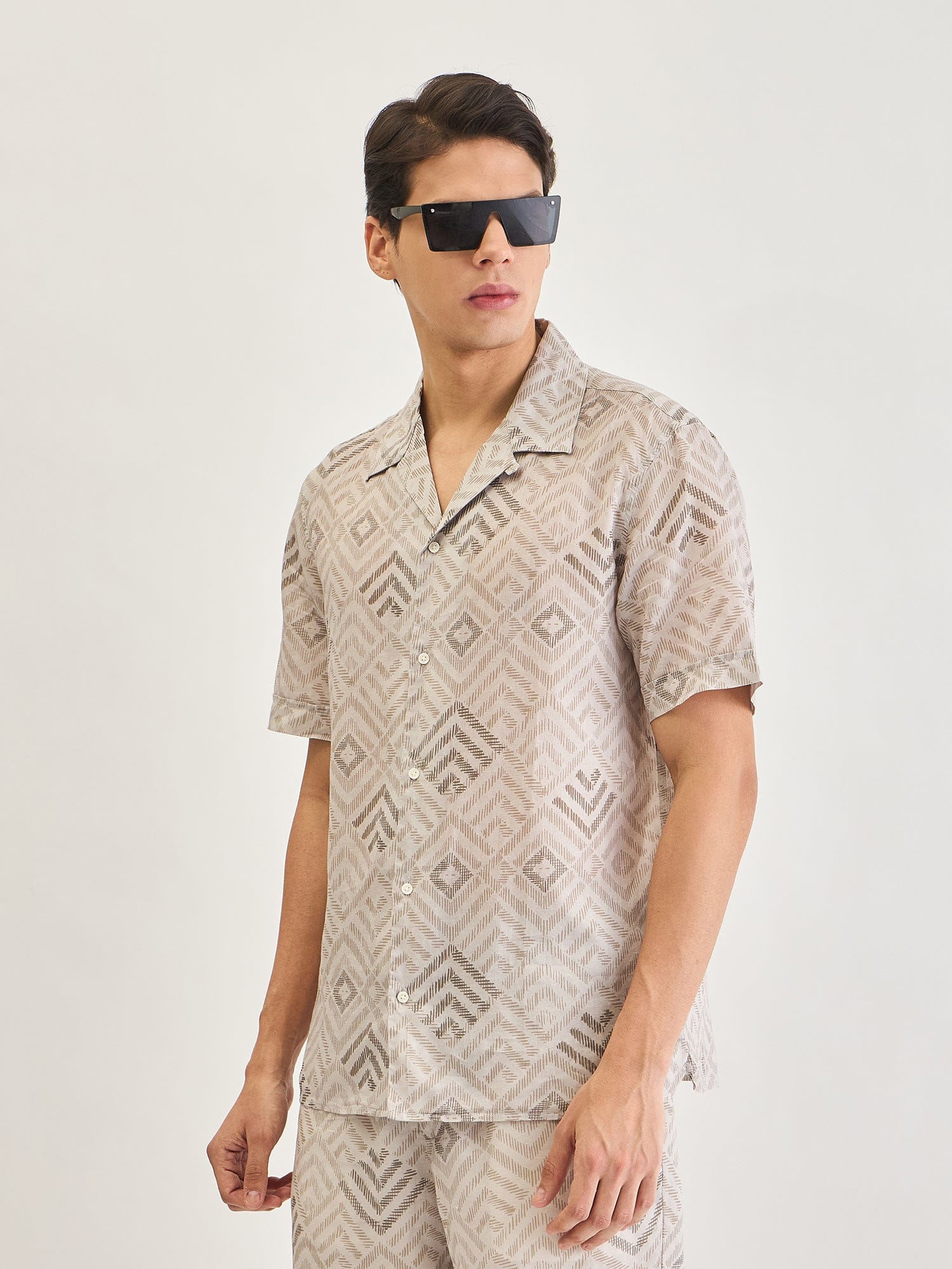 Antony Morato Men Beige Printed Collar Shirt