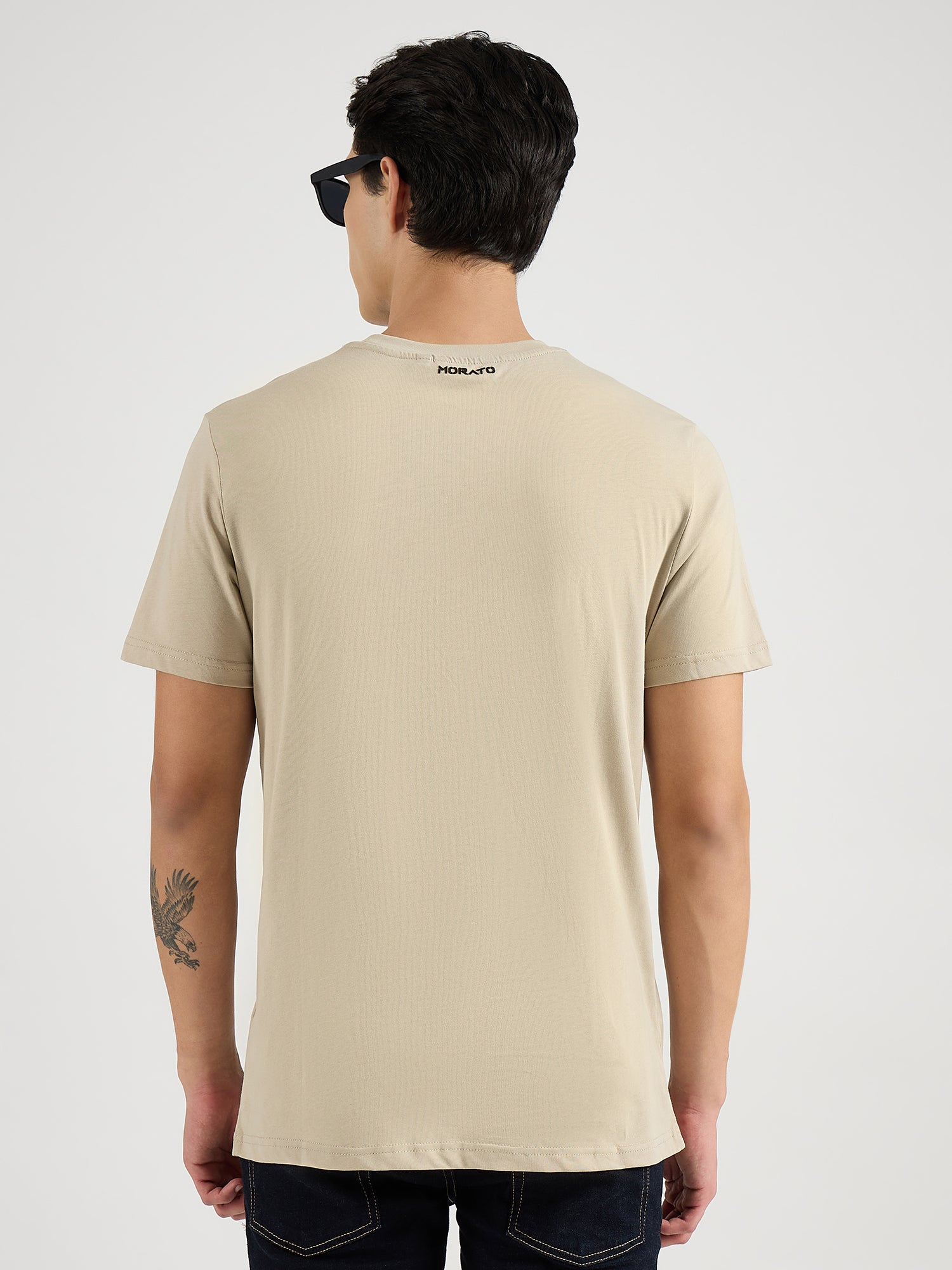 Antony Morato Men Beige Placement Print Round Neck Tshirt