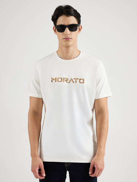 Antony Morato Men Cream Solid Round Neck Tshirt