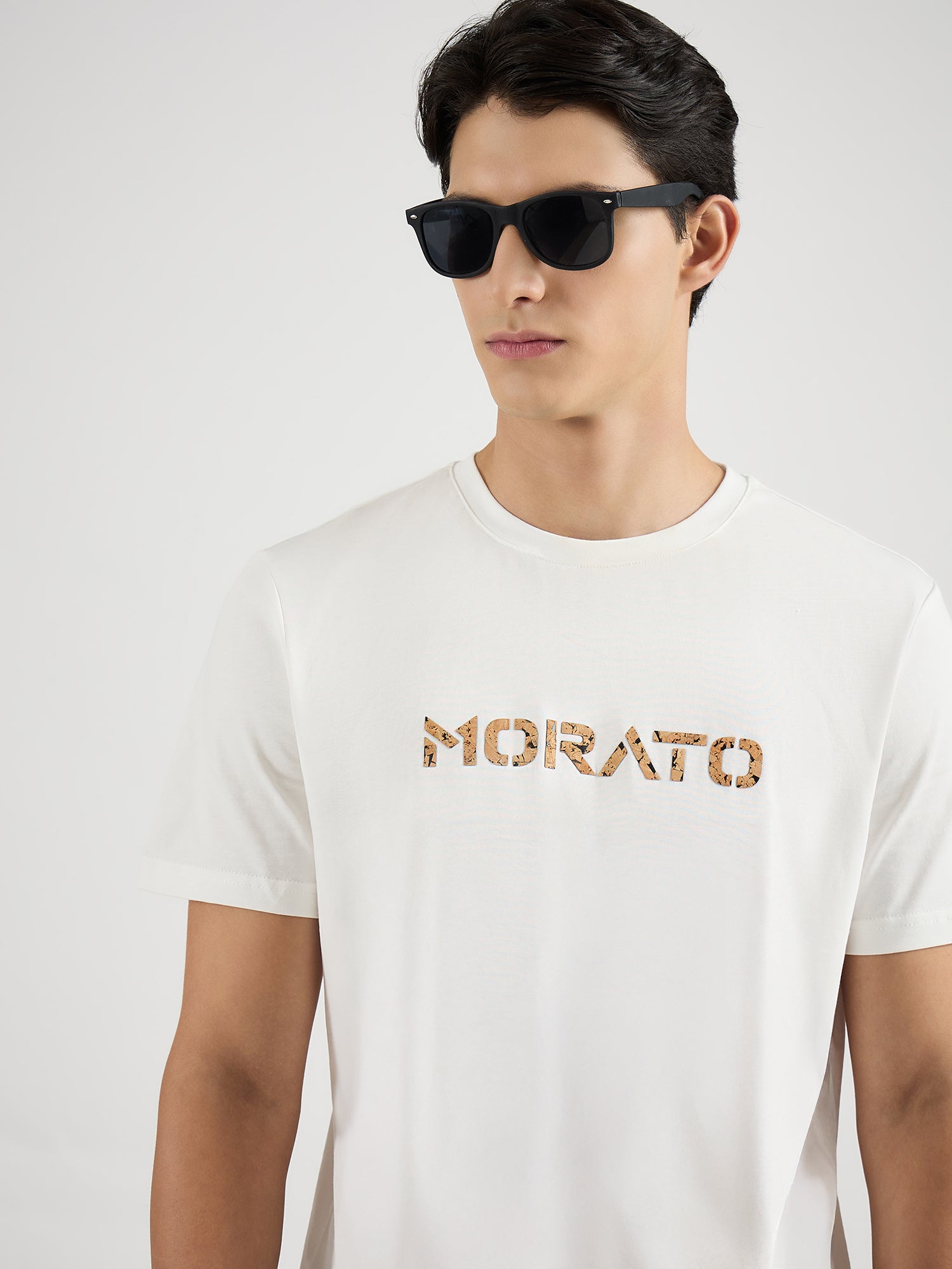 Antony Morato Men Cream Solid Round Neck Tshirt