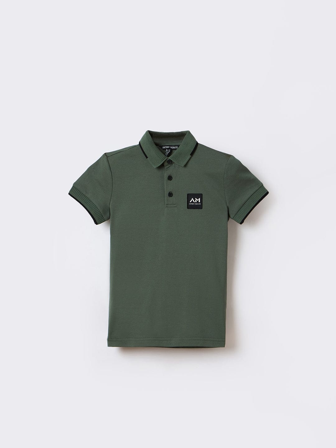 Antony Morato Boys Green Solid Polo Tshirt