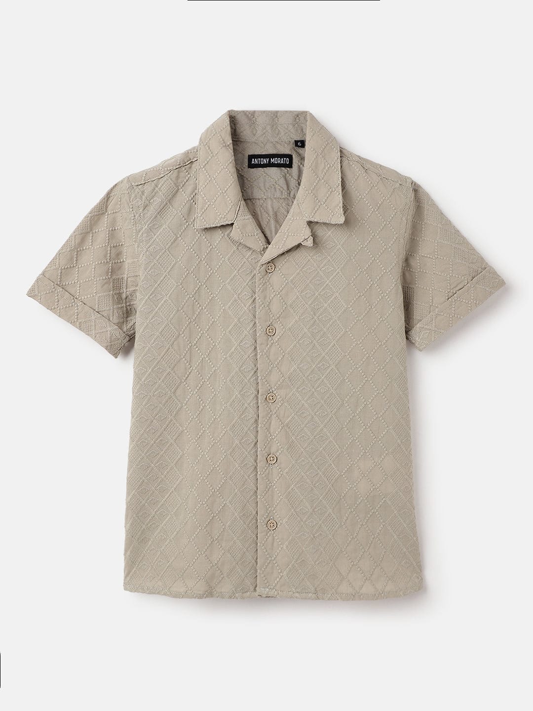 Antony Morato Boys Beige Solid Collar Shirt
