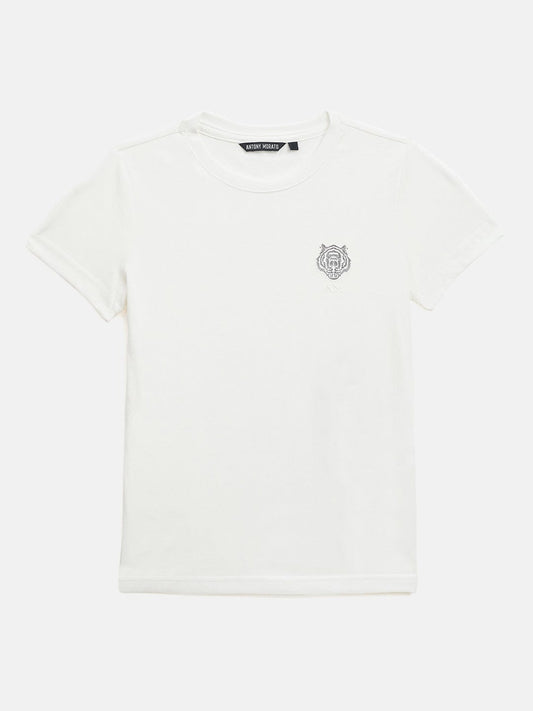 Antony Morato Boys Cream Solid Crew Neck TShirt