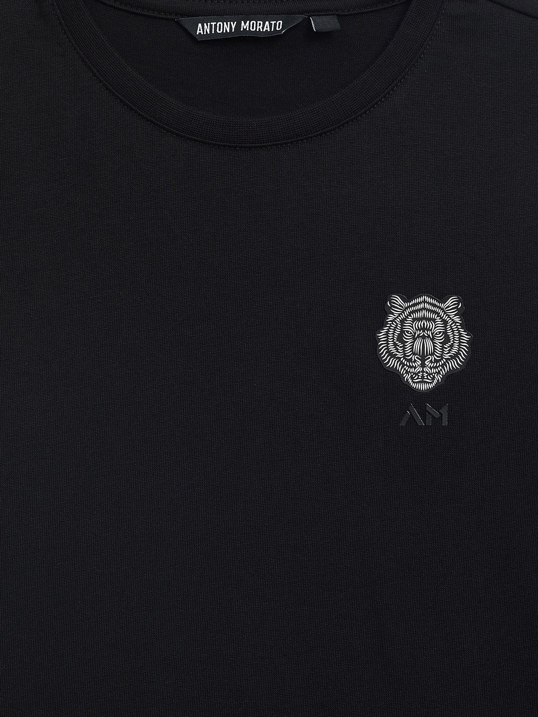 Antony Morato Boys Black Solid Crew Neck TShirt