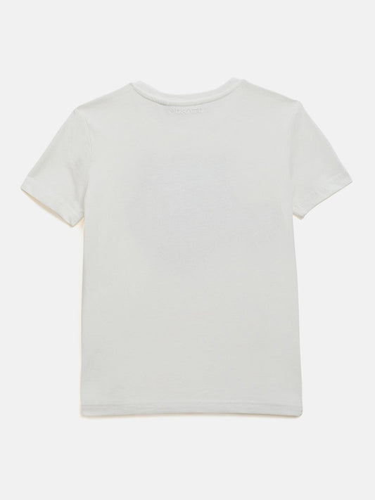 Antony Morato Boys Cream Placement Print Crew Neck TShirt
