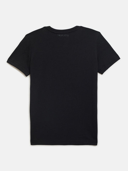 Antony Morato Boys Black Placement Print Crew Neck TShirt