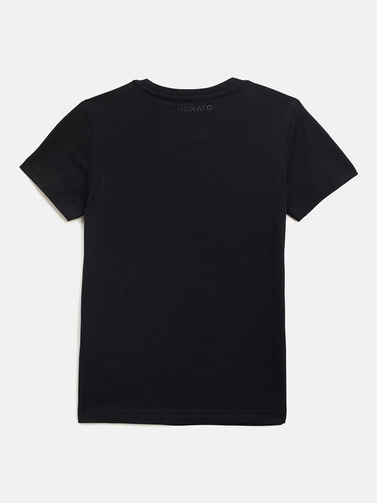 Antony Morato Boys Black Placement Print Crew Neck TShirt