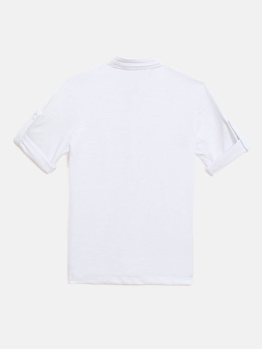 Antony Morato Boys Cream Solid Band Collar TShirt