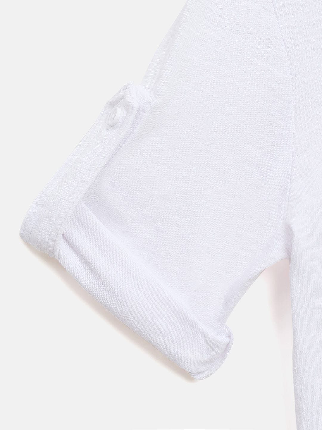 Antony Morato Boys Cream Solid Band Collar TShirt