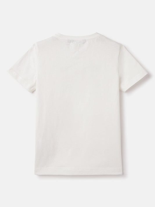 Antony Morato Boys Cream Placement Print Crew Neck TShirt