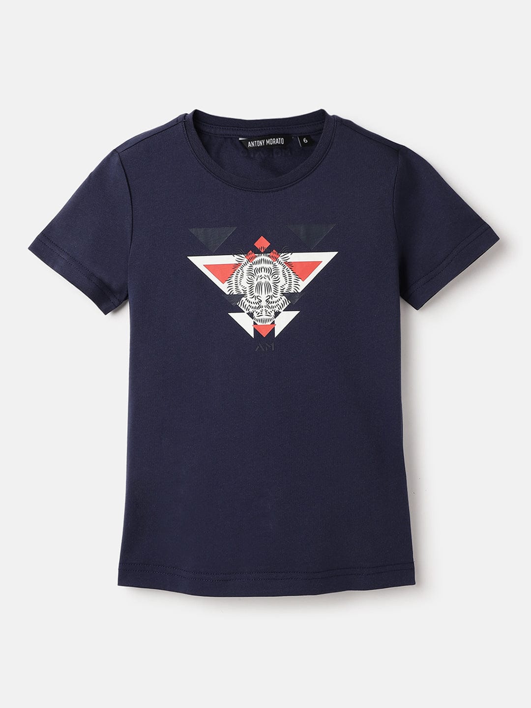 Antony Morato Boys Blue Placement Print Crew Neck TShirt