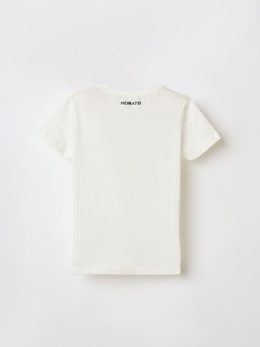Antony Morato Boys Cream Placement Print Crew Neck Tshirt