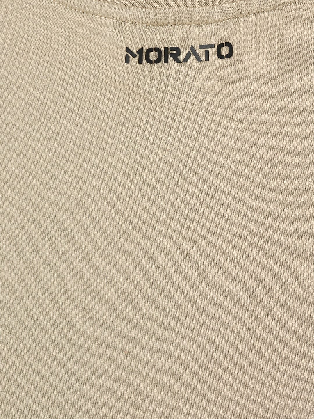 Antony Morato Boys Beige Placement Print Crew Neck Tshirt