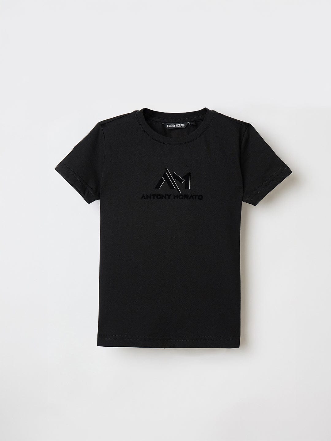 Antony Morato Boys Black Placement Print Crew Neck Tshirt