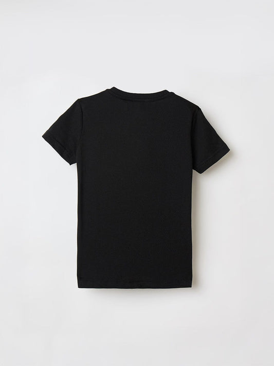 Antony Morato Boys Black Placement Print Crew Neck Tshirt