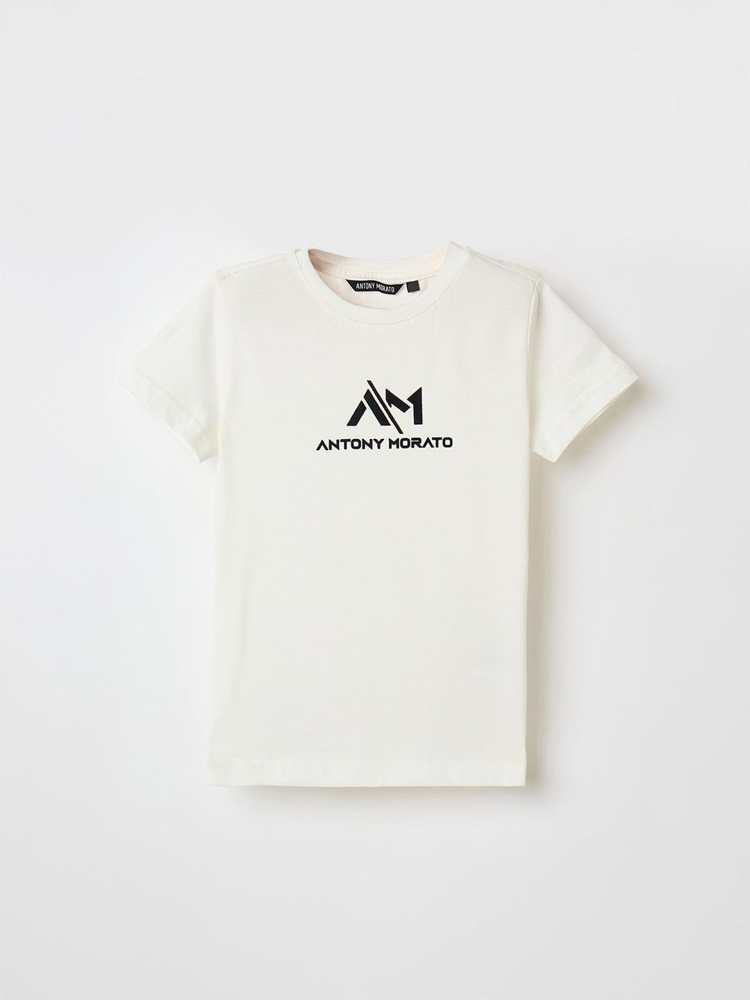 Antony Morato Boys Cream Placement Print Crew Neck Tshirt