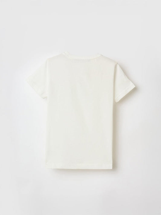 Antony Morato Boys Cream Placement Print Crew Neck Tshirt