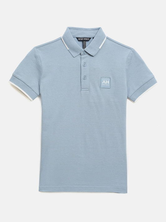 Antony Morato Boys Blue Solid Polo Tshirt