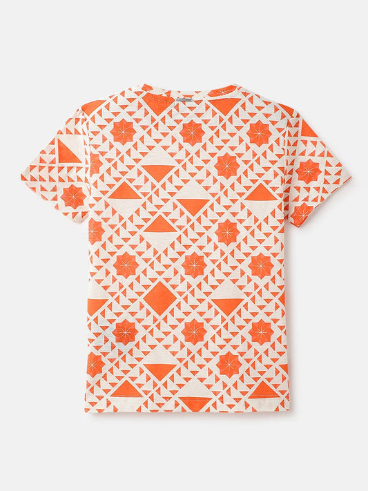 Antony Morato Boys Red Printed Crew Neck TShirt