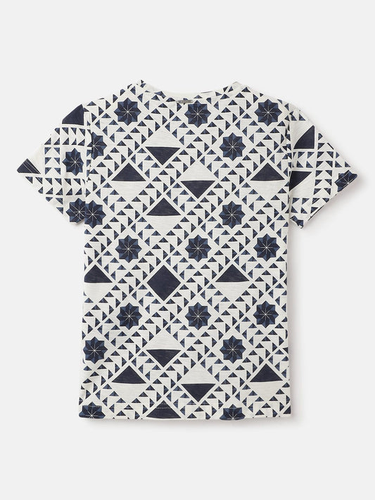 Antony Morato Boys Blue Printed Crew Neck TShirt